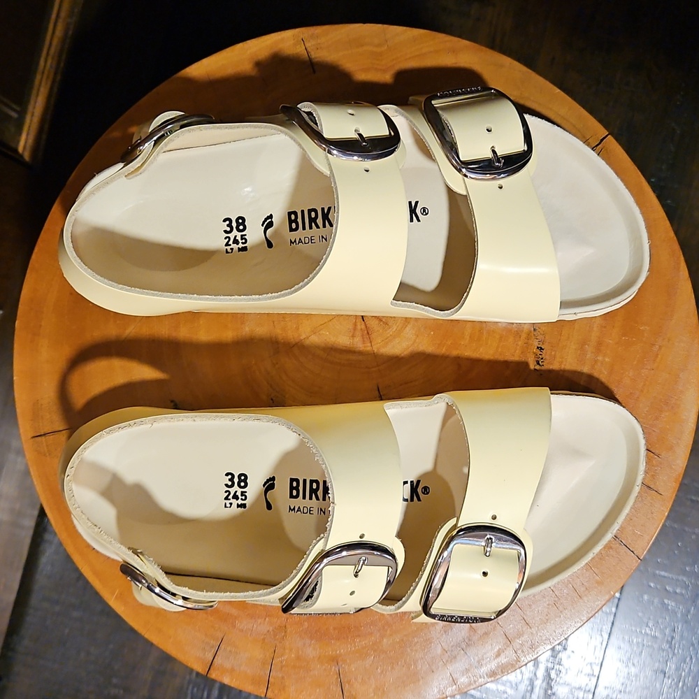 Birkenstock Milano Big Buckle  High Shine Butter Yellow |Size 7.5 / 38